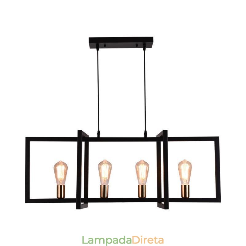 Luminária pendente de 4 luzes estilo industrial Lightingway