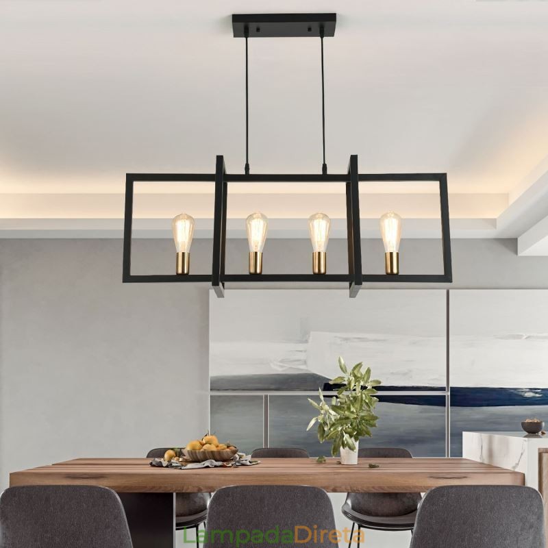 Luminária pendente de 4 luzes estilo industrial Lightingway