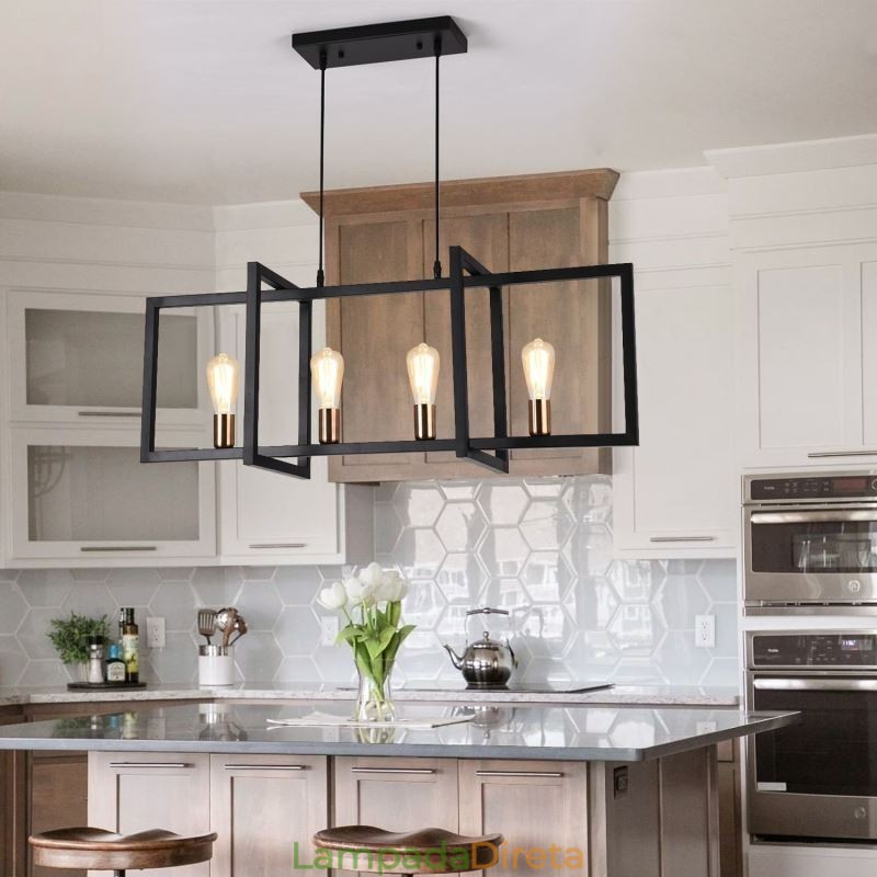 Luminária pendente de 4 luzes estilo industrial Lightingway