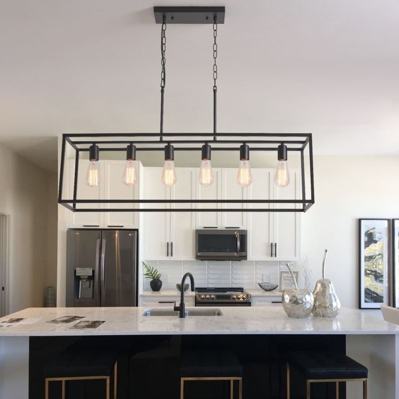 Luminária pendente de fazenda, ilha, luzes suspensas, 6 luzes