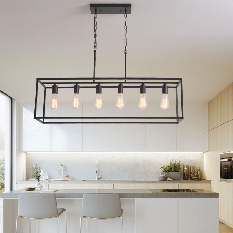 Luminária pendente de fazenda, ilha, luzes suspensas, 6 luzes