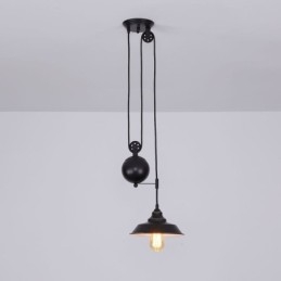 Luminária pendente de polia de fazenda industrial com design retrátil e altura ajustável