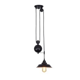 Luminária pendente de polia de fazenda industrial com design retrátil e altura ajustável