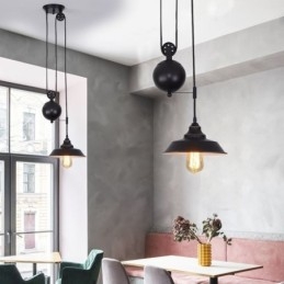 Luminária pendente de polia de fazenda industrial com design retrátil e altura ajustável