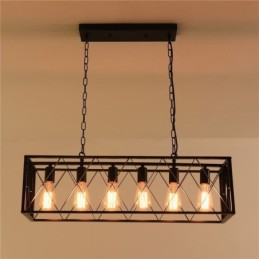 Luminária pendente retangular rústica 6 luzes luz de fazenda pendurada