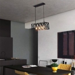 Luminária pendente retangular rústica 4 luzes luz suspensa estilo fazenda