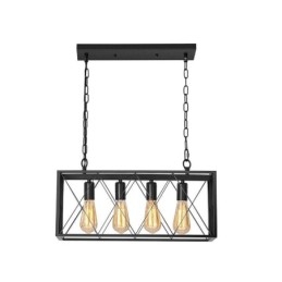 Luminária pendente retangular rústica 4 luzes luz suspensa estilo fazenda