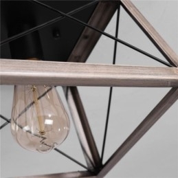 Luminária pendente trapezoidal vintage em metal preto