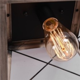 Luminária pendente trapezoidal vintage em metal preto