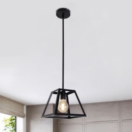 Luminária pendente rústica de fazenda, luminária industrial de teto em metal, mini luminária de ilha em formato trapezoidal