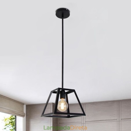 Luminária pendente rústica de fazenda, luminária industrial de teto em metal, mini luminária de ilha em formato trapezoidal Luminária pendente rústica de fazenda, luminária industrial de teto em metal, mini luminária de ilha em formato trapezoidal