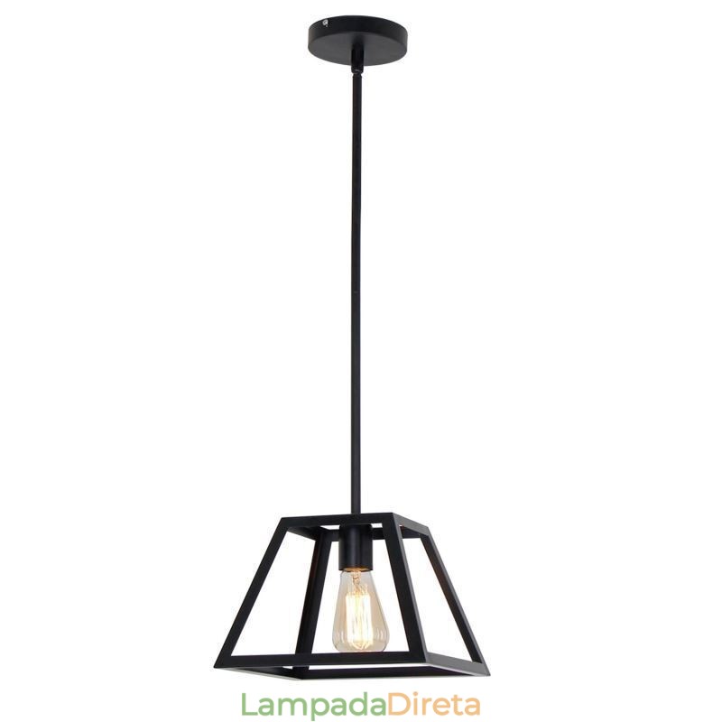 Luminária pendente rústica de fazenda, luminária industrial de teto em metal, mini luminária de ilha em formato trapezoidal