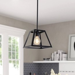 Luminária pendente rústica de fazenda, luminária industrial de teto em metal, mini luminária de ilha em formato trapezoidal