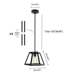 Luminária pendente rústica de fazenda, luminária industrial de teto em metal, mini luminária de ilha em formato trapezoidal