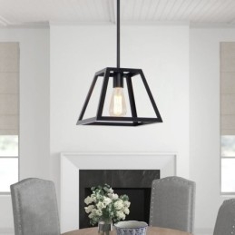 Luminária pendente rústica de fazenda, luminária industrial de teto em metal, mini luminária de ilha em formato trapezoidal