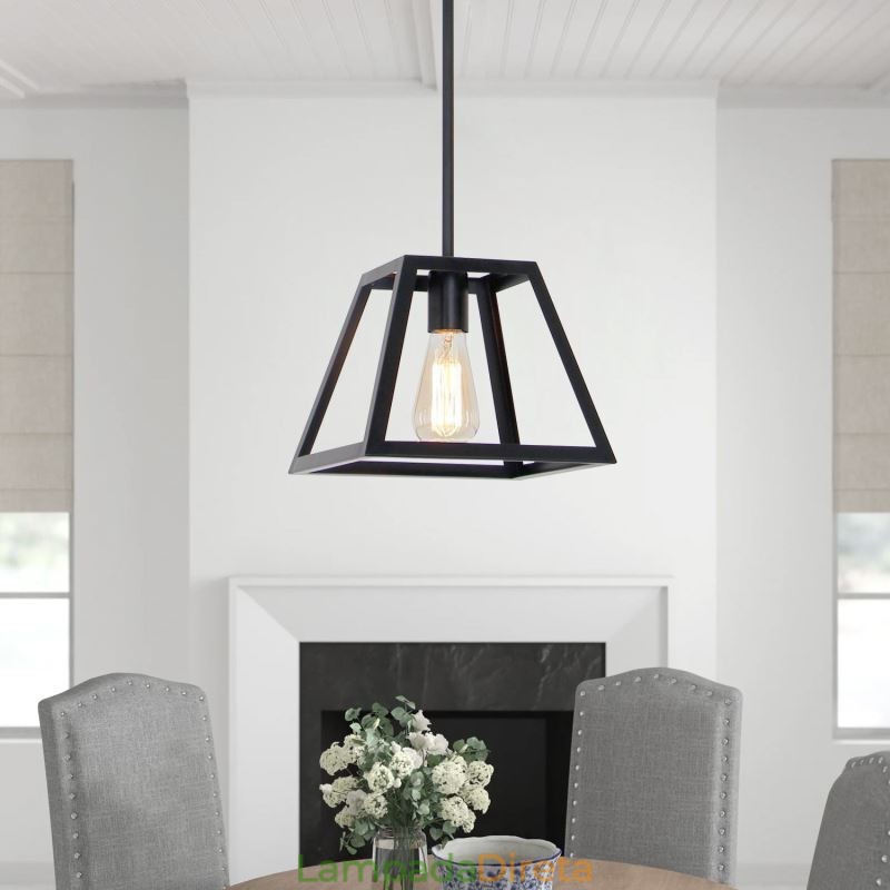 Luminária pendente rústica de fazenda, luminária industrial de teto em metal, mini luminária de ilha em formato trapezoidal
