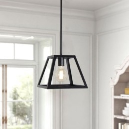 Luminária pendente rústica de fazenda, luminária industrial de teto em metal, mini luminária de ilha em formato trapezoidal