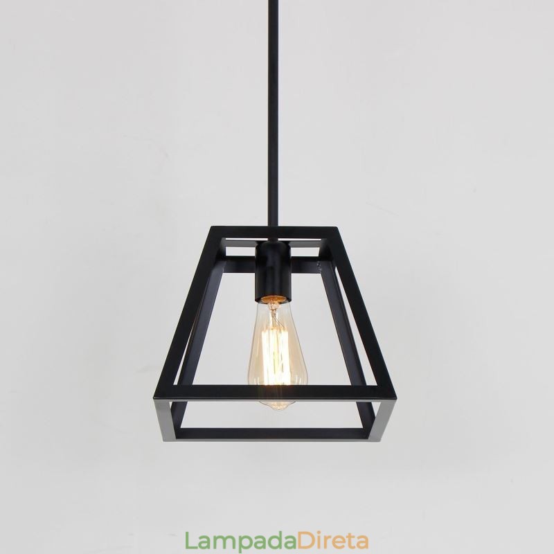 Luminária pendente rústica de fazenda, luminária industrial de teto em metal, mini luminária de ilha em formato trapezoidal