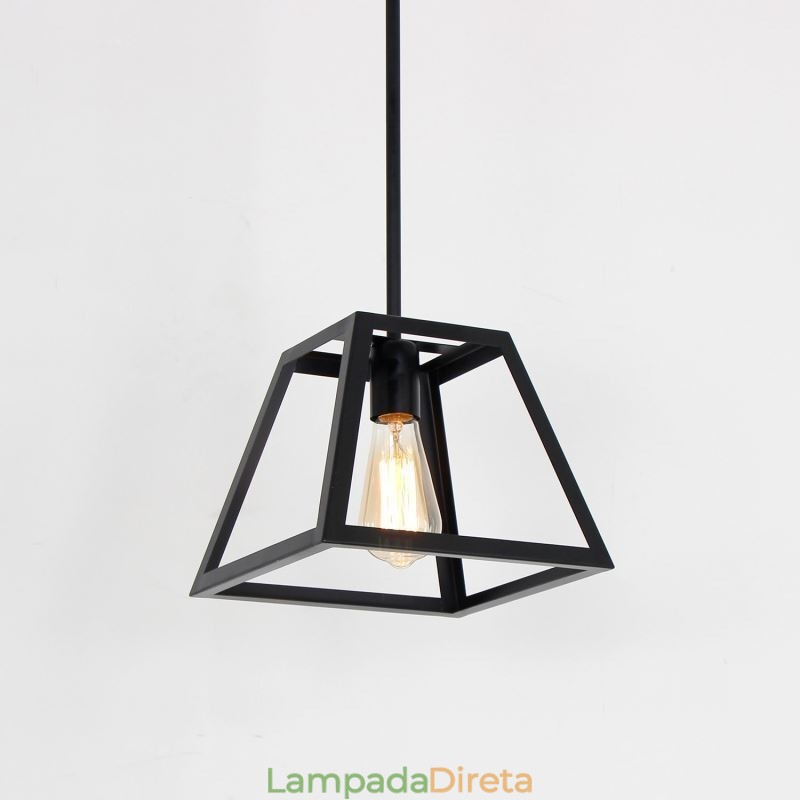 Luminária pendente rústica de fazenda, luminária industrial de teto em metal, mini luminária de ilha em formato trapezoidal