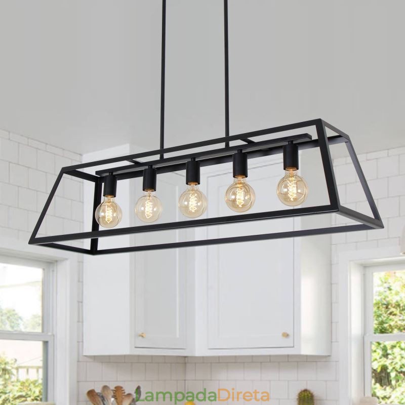 Luminária pendente de metal industrial, luminária de teto trapezoidal suspensa