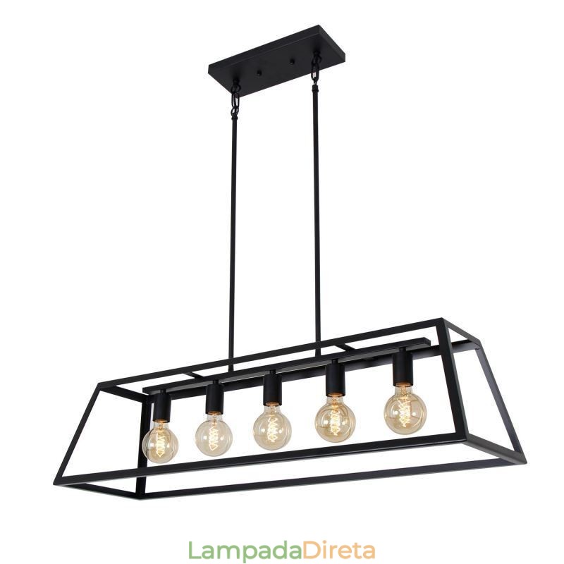 Luminária pendente de metal industrial, luminária de teto trapezoidal suspensa