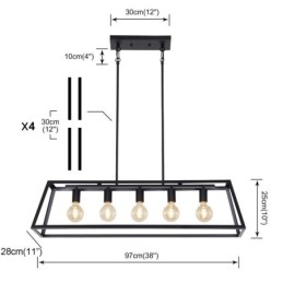 Luminária pendente de metal industrial, luminária de teto trapezoidal suspensa