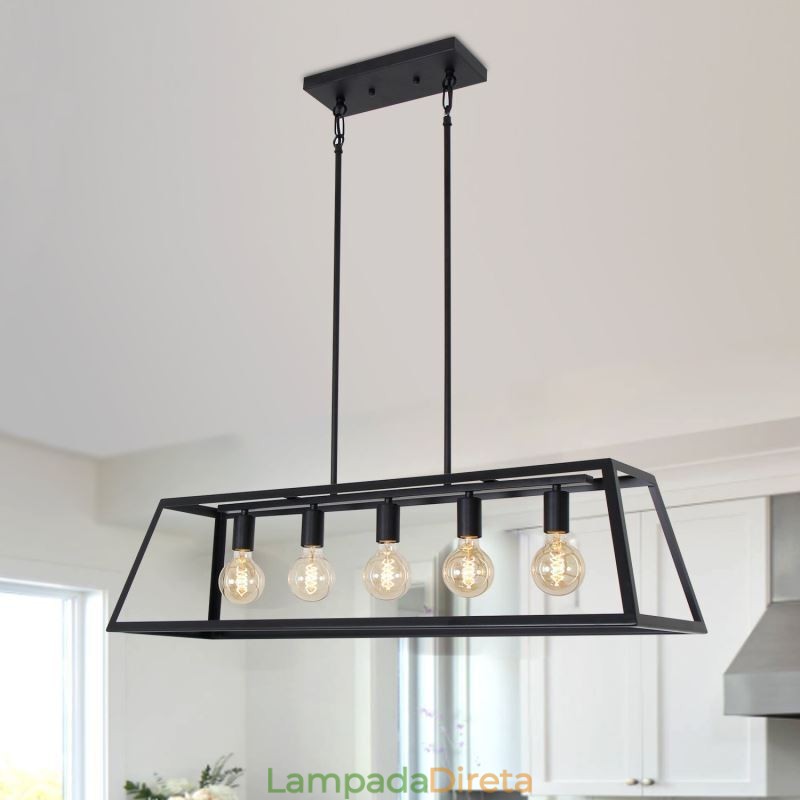 Luminária pendente de metal industrial, luminária de teto trapezoidal suspensa