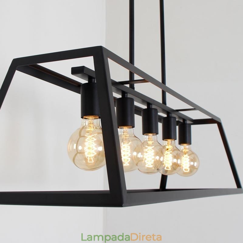 Luminária pendente de metal industrial, luminária de teto trapezoidal suspensa