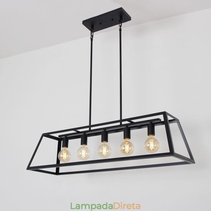 Luminária pendente de metal industrial, luminária de teto trapezoidal suspensa