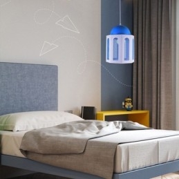 Luminária pendente em formato de castelo moderna, luz azul e branca