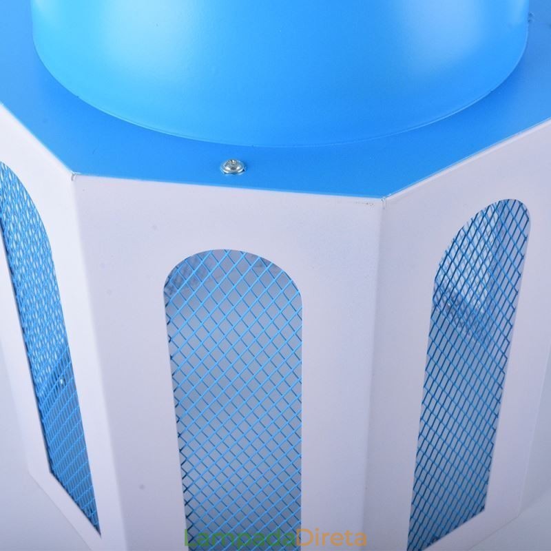 Luminária pendente em formato de castelo moderna, luz azul e branca