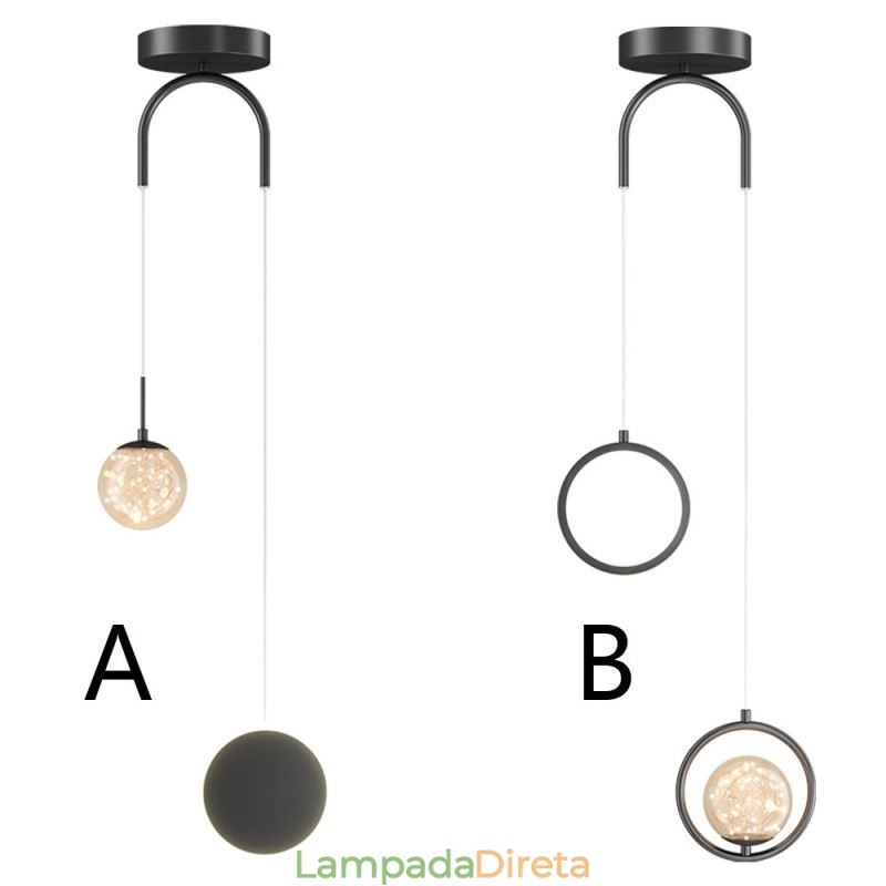 Luminária pendente de anel redondo moderna luminária suspensa de bola