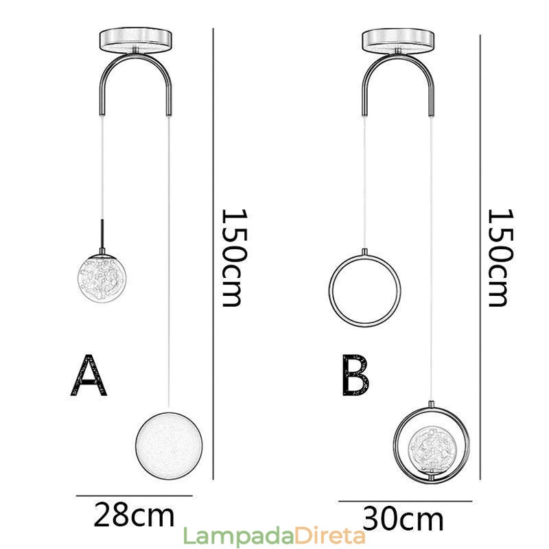 Luminária pendente de anel redondo moderna luminária suspensa de bola