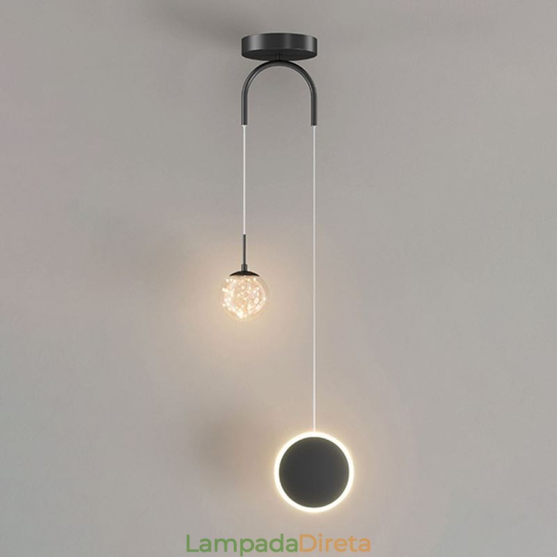 Luminária pendente de anel redondo moderna luminária suspensa de bola