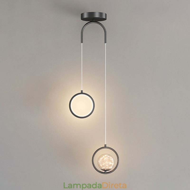 Luminária pendente de anel redondo moderna luminária suspensa de bola
