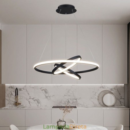 Lustre moderno regulável com 3 anéis de iluminação pendente Lustre moderno regulável com 3 anéis de iluminação pendente