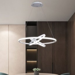 Lustre moderno regulável com 3 anéis de iluminação pendente