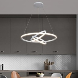 Lustre moderno regulável com 3 anéis de iluminação pendente