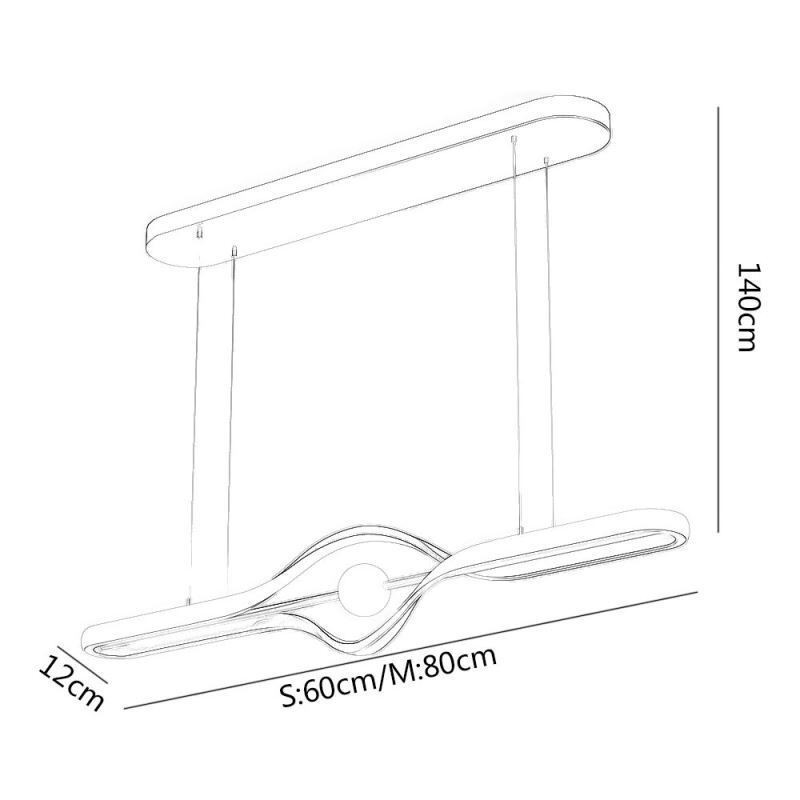 Luminária pendente linear moderna com tira longa