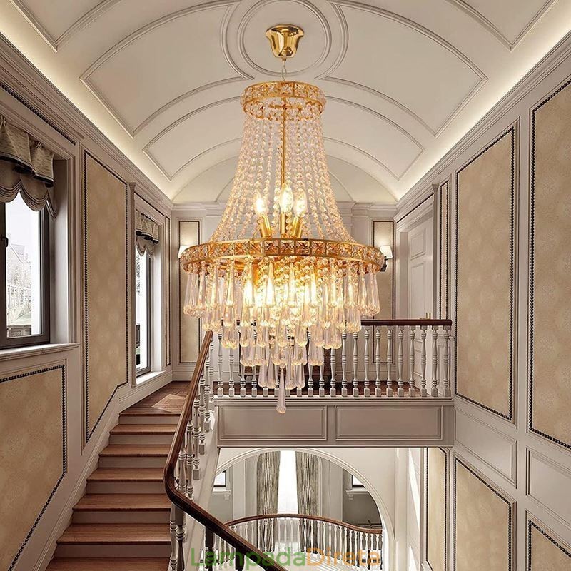 Lustre de cristal moderno contemporâneo elegante luminária de teto escada duplex