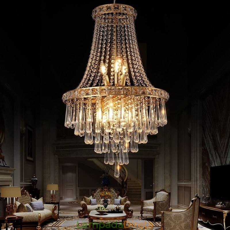 Lustre de cristal moderno contemporâneo elegante luminária de teto escada duplex
