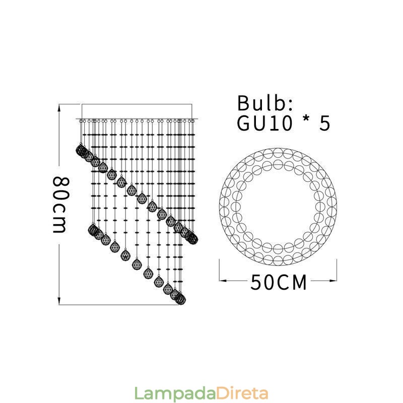 Lustre de cristal moderno redondo com luz de teto em forma de gota de chuva
