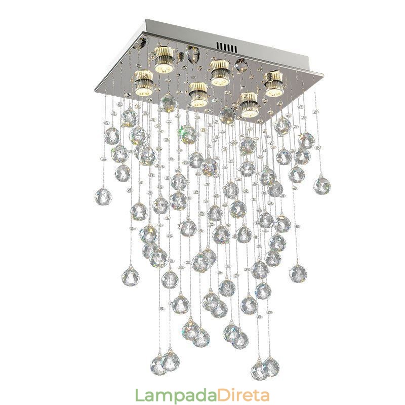 Lustre de cristal moderno com luz de teto embutida
