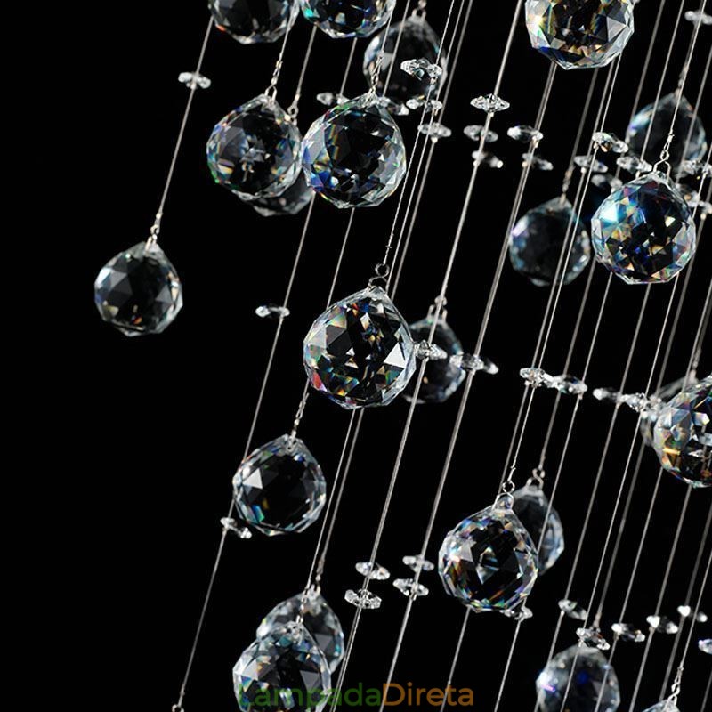 Lustre de cristal moderno com luz de teto embutida
