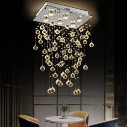 Lustre de cristal moderno com luz de teto embutida