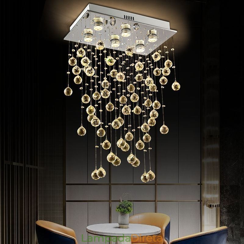 Lustre de cristal moderno com luz de teto embutida