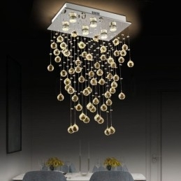 Lustre de cristal moderno com luz de teto embutida