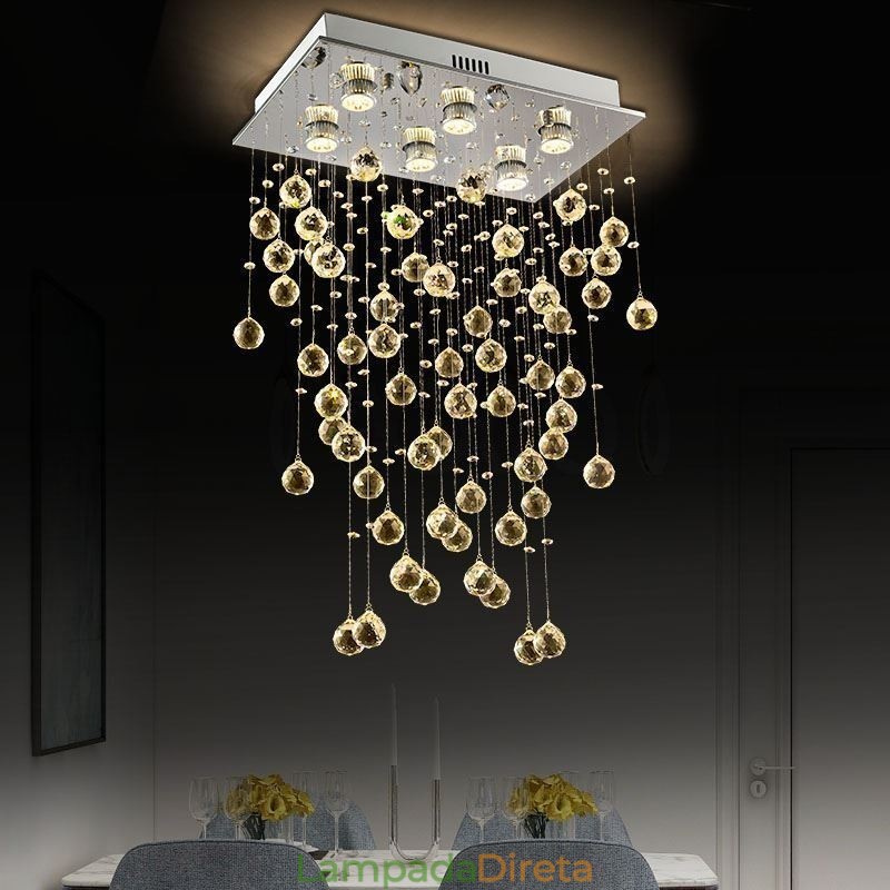 Lustre de cristal moderno com luz de teto embutida