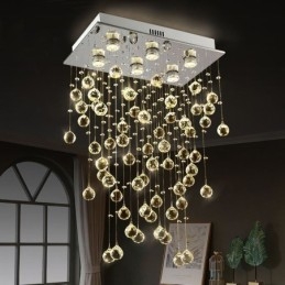 Lustre de cristal moderno com luz de teto embutida