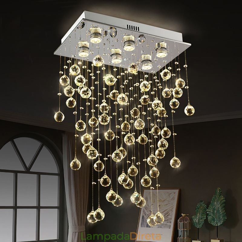 Lustre de cristal moderno com luz de teto embutida
